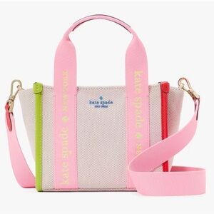 NWT Kate Spade Pink and Green Mini Canvas Tote